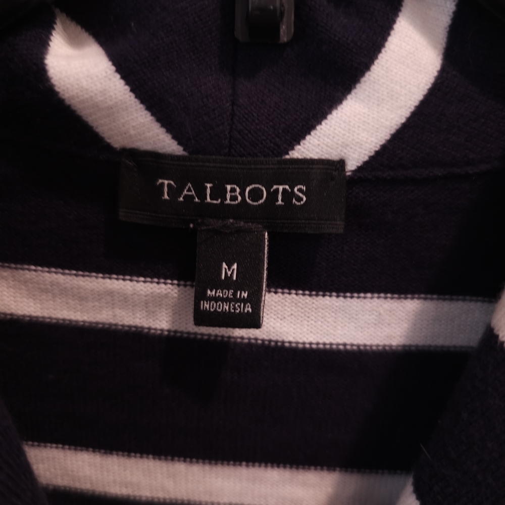 Talbots Navy and White Striped Off Center Zip Jacket - Picture 7 of 9